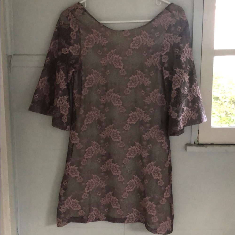 Zara blush lace backless tunic mini-dress